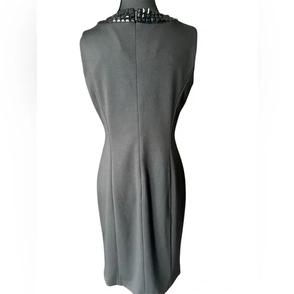 Calvin Klein Little Black Sheath Dress with Embellished Neckline Size 6 - Picture 7 of 8